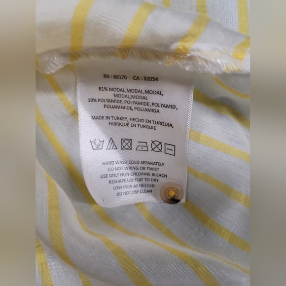 Maeve 8 Button Down Shirt Top Striped Lightly Puckered Bottom Tie - Picture 4 of 4